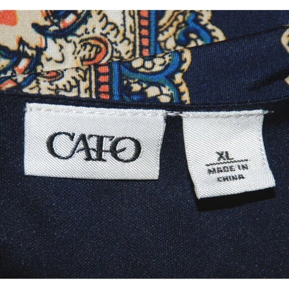 Cato Ladies Blue Patterned Maxi Dress Size XL V-Neck Sleeveless Stretch Long - Picture 7 of 9